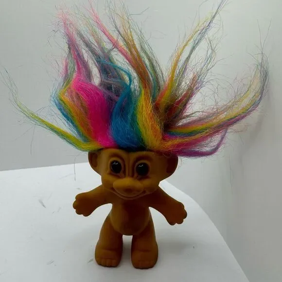 Vintage Rainbow-Hair Troll Doll — Retro Collectible Good Luck Toy - Picture 6 of 6